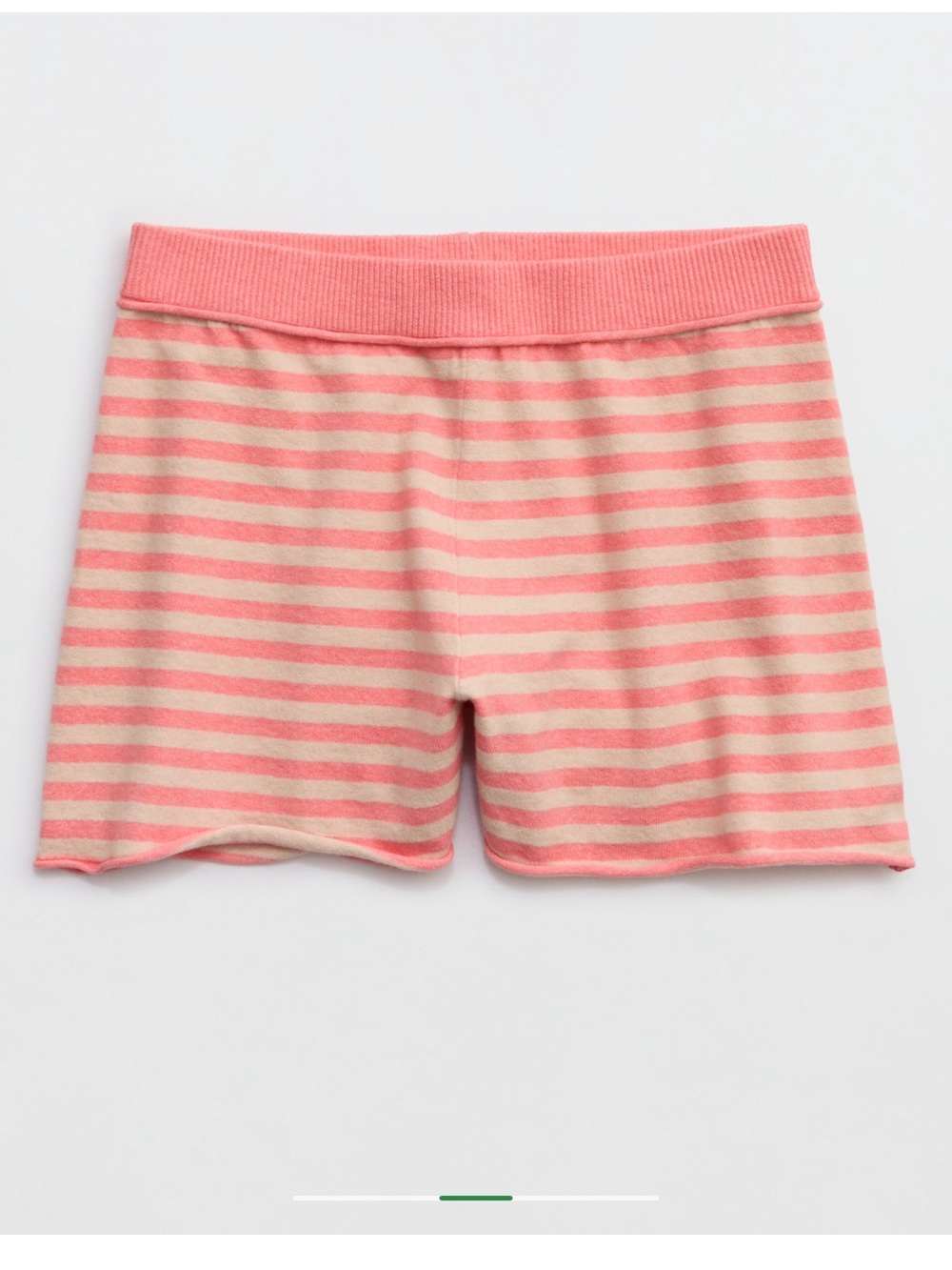 aerie Pink and Cream Striped Knit Lounge Shorts - Wild Peach